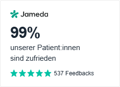 99 % unserer Patienten und Patientinnen aus über 500 Feedbacks auf Jameda sind zufrieden